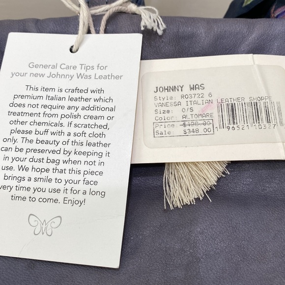 JOHNNY WAS “Vanessa” Blue (Altomare) Italian Leather Tote (NWT’s) - Picture 4 of 16